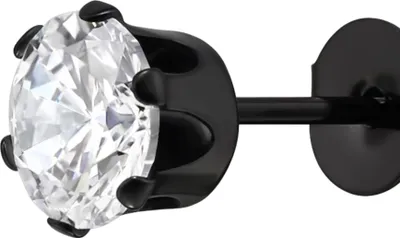 Produktbild von Runde 6 mm Ohrstecker aus Edelstahl mit Zirkonia