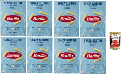 Produktbild von Barilla Glutenfrei Fusilli – 8 x 400 g (3,2 kg) | Mais & Vollkornreis, al dente in 11 Min., italienische Spiralnudeln – glutenfrei, vegan, top für Tomatensaucen + Italian Gourmet polpa