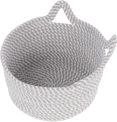 Produktbild von Mittelgroßer Aufbewahrungskorb aus gewebtem Baumwollseil mit weichen Griffen für Schlüssel, Snacks und Ordnung im Haushalt