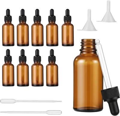 Produktbild von Glasfläschchen braun, 30 ml, 10 Stück, für Öl und Essenzen