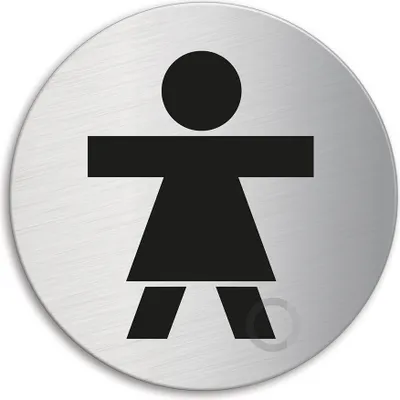 Produktbild von Schild Türschild WC Mädchen | Edelstahl selbstklebend Ø 60 mm