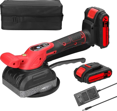 Produktbild von 21V Fliesenverlegemaschine 5 Gänge einstellbar 2 Akkus Fliesenvibrator hohe Belastbarkeit mit vergrößertem Saugnapf