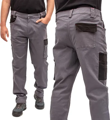 Produktbild von Herren Stretch-Arbeitshose 98% Baumwolle bequem, grau, M