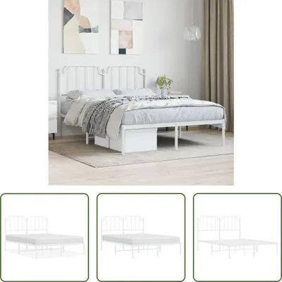 Produktbild von The Living Store Bettgestell mit Kopfteil Metall Weiß 135x190 cm