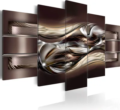 Produktbild von Wandbilder Abstrakt Braun 200x100 cm 5 tlg – Wanddeko Schlafzimmer, Bilder Wohnzimmer, Moderne Leinwandbilder a-A-0089-b-n