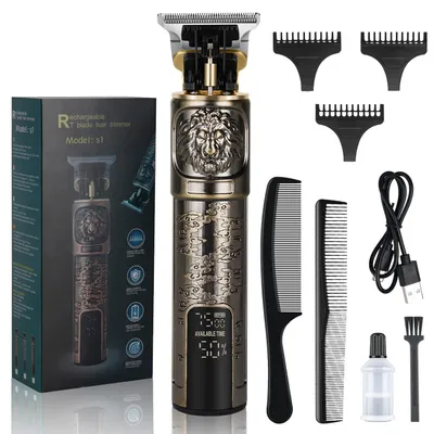 Produktbild von LOPHE Haarschneider Herren, Profi Barttrimmer elektrisch mit LED-Anzeige, 4 Aufsteckkämme, wiederaufladbar, kabellos, Haar- und Barttrimmer