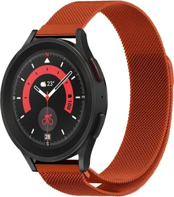 Produktbild von Strap-it Milanese Armband - Kompatibel mit Samsung Galaxy Watch 5 Pro Armband Edelstahl Armband mit Magnetverschluss - Ersatzarmband - Hochwertiges Material - für Samsung Galaxy Armband Orange