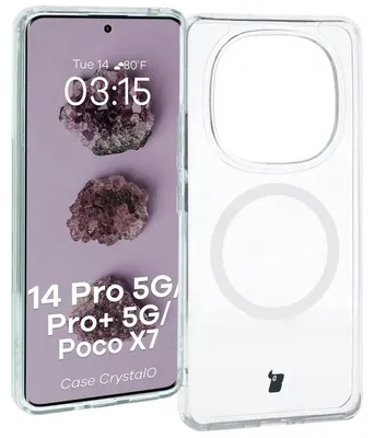 Produktbild von Bizon Case CrystalO Magnetische Ringhülle für Xiaomi Redmi Note 14 Pro 5G / 14 Pro+ 5G / Poco X7, Transparent