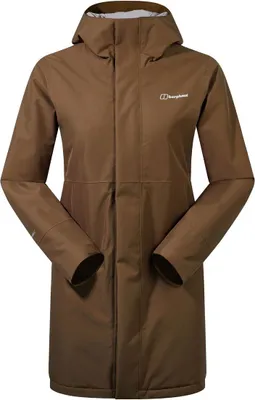 Wasserdichte Hinderwick Jacke von Berghaus in Braun; Hardshelljacke für Damen mit Kapuze und langen Ärmeln.