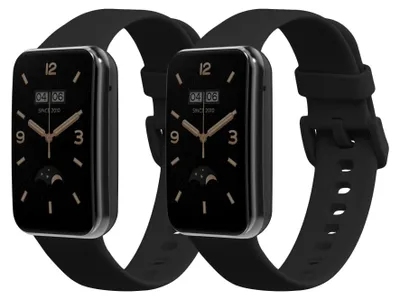 Produktbild von kwmobile 2x Uhrenarmband für Xiaomi Mi Band 7 Pro Armband - Fitnesstracker Band Set aus TPU Silikon - Ersatzarmband Smartwatch - Schwarz