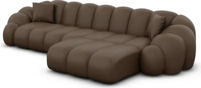 Produktbild von Echtleder L-Form Sofa Liora Dunkelbraun Rechts