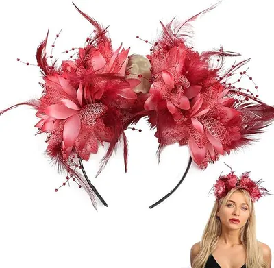 Produktbild von Hoofdbanden Dia De Muertos Blumen Feder Schädel Tag Der Toten - Halloween Kostüm Frauen Cosplay