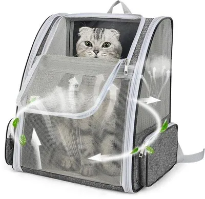 Produktbild von Unyqoos® Belüftete Tragetasche für kleine Haustiere & Welpen, grau – 40 x 32 x 28 cm, für Hunde bis 6,8 kg und Katzen bis 8,2 kg, PVC-Netz