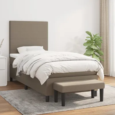 Produktbild von The Living Store Boxspringbett mit Matratze Taupe 100x200 cm Stoff