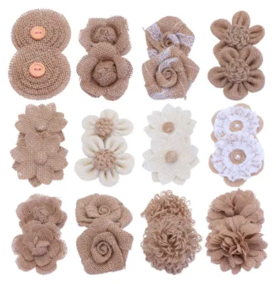 Jute-Blumen-Set 24 Stück für DIY Hochzeitsdekoration