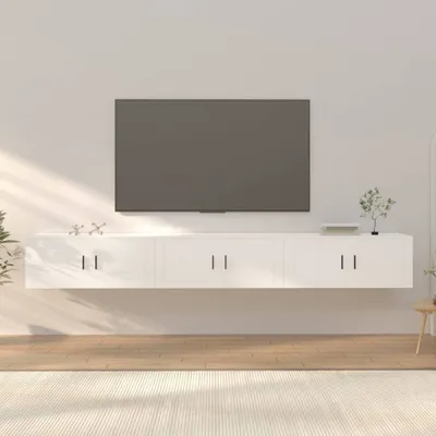 Imagen del producto de vidaXL: 3 armarios de pared para televisión, color blanco, 100x34,5x40 cm