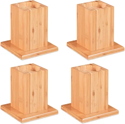 Zdjęcie produktu dla Podwyżsacze do mebli - zestaw 4 sztuki - do stołów, krzeseł i innych mebli - 15,5 x 14,5 x 14,5 cm - kolor naturalny