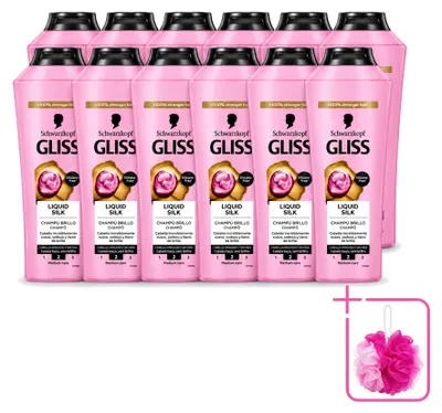 Productafbeelding van 12 flessen Gliss-Kur Liquid Silk shampoo voor zijdezacht haar - 400 ml - Voordelige verpakking - 12 stuks