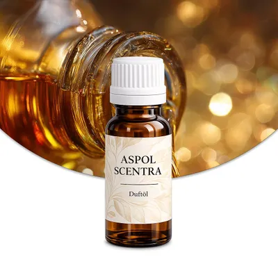 Produktbild von Aspol Scentra Goldener Amber UFIGREEN Duftöl für Kerzen und Diffusoren 10 ml, KI-generiertes Bild