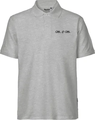 Produktbild von Huuraa Herren Polo Shirt Mr. & Mr. Schriftzug S Sport Grey Bio Baumwolle Fairtrade Poloshirt Geschenkidee