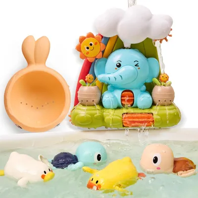 Produktbild von Badspielzeug Wasserspielzeug Badewannenspielzeug - Elefant, Schildkröte und Ente - Ab 1 Jahr - Für Babys und Kleinkinder