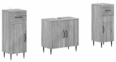 Image de vidaXL Ensemble de deux meubles de salle de bain, modèle HAARLEM, couleur gris Sonoma