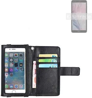 Produktbild von K-S-Trade Handy Hülle Schutz Hülle Kompatibel mit Nokia C01 Plus Case mit Displayschutz / Schutzfolie Flip Cover Wallet case Etui Hülle schwarz