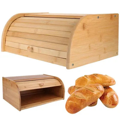 Produktbild von Brotkasten 2 Etagen aus Bambus Holzbox Brotaufbewahrung doppelstöckig Brotdose