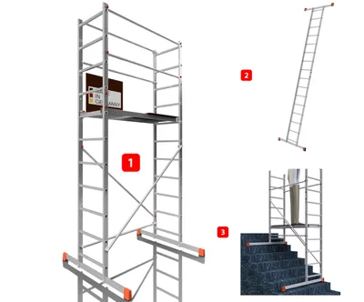 Produktbild von ALTEC AluCombine 3.0 - 400 | 4m | Alu Standgerüst für Heimwerker mit Traverse | Baugerüst Rollgerüst Montagegerüst Anlegeleiter