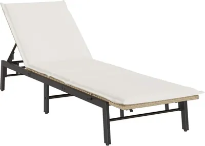 Produktbild von vidaXL Sonnenliege mit Auflage Beige Poly Rattan