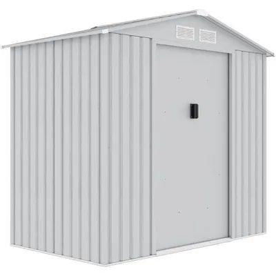Produktbild von Gartenhaus aus Metall, 2,71 m² – 213 x 127 x 195 cm – Verankerungsset inklusive – Grau