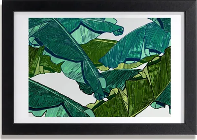 Produktbild von Bild 30x20 MDF-Rahmen, Wandkunst Bananenblätter