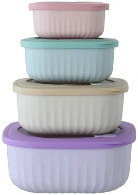 Zdjęcie produktu dla OmGoods - Pojemniki do przechowywania żywności - Bez BPA - Hermetyczne - Kwadratowe - Pojemniki do przechowywania żywności - Nadają się do mikrofalówki i zmywarki - 4 sztuki