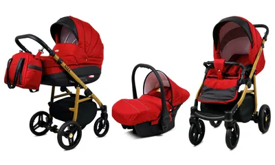 Image de BabyLux® Axel | Caravan 3v1 Set | Cervený | Combi set kocárku | Buggy + Babywan
