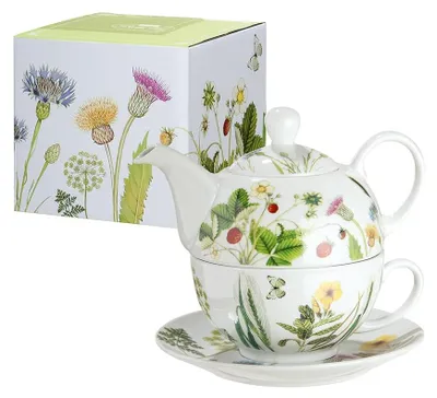 Porzellan-Teekanne mit Blumenmotiv, Piccolo, 400 ml