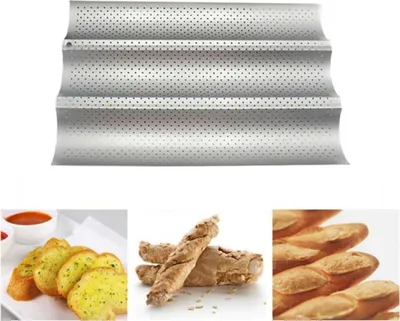 Produktbild von Baguette-Backblech Baguette-Pfanne mit Antihaftbeschichtung -3 Schlitze Edelstahl