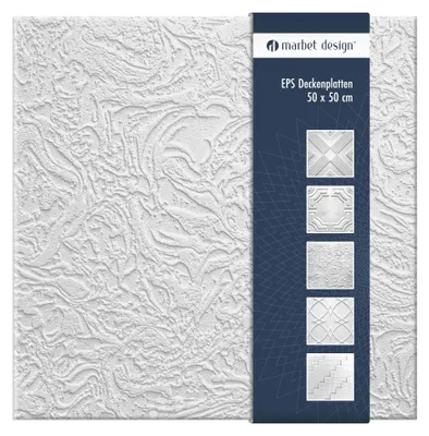 Produktbild von Deckenplatten 50x50cm Styropor EPS weiß 34 Dekore, Marbet Deckenverkleidung