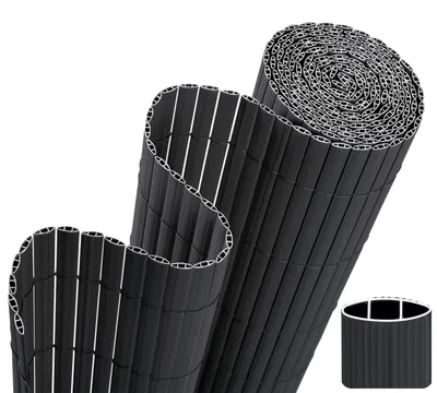 Obrázek produktu pro PVC clona na ochranu soukromí – clona na balkon – 80 x 500 cm – zesílená konstrukce – vodotěsná – ochrana proti větru – montáž bez vrtání – antracitová barva