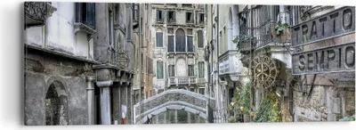 Produktbild von Bild auf Leinwand - Leinwandbild - Venedig Brücke Wasser - 90x30cm - Wand Bild - Wanddeko - Leinwanddruck - Bilder - Kunstdruck - Wanddekoration - Leinwand bilder - Wandkunst - CA90x30-3522