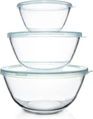Produktbild von Rührschüsseln Edelstahl, Glas - Temperaturbeständig, Große Kapazität