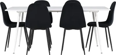 Image de Silar ensemble pour salle à manger table 90x180cm et 6 chaises velours blanc.
