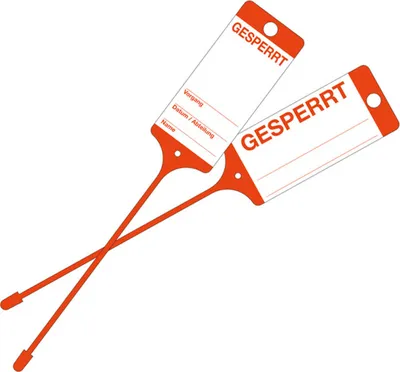 Produktbild von Anhängeetiketten / Kollianhänger, rot, GESPERRT, 215x58 mm, PP - 1 Karton = 1...