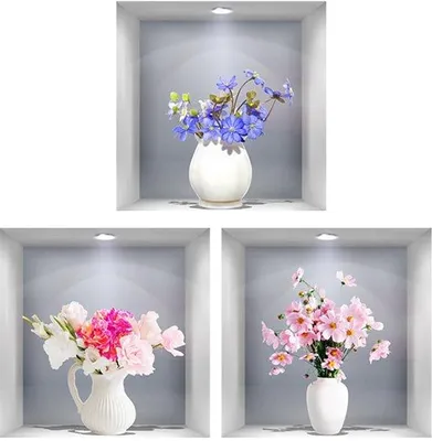 Produktbild von 3D-Muursticker mit Blumen, PVC-Muursticker, Selbstklebend, Dekorativ
