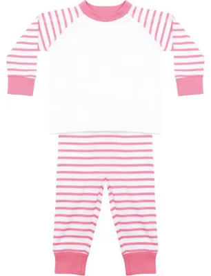 Produktbild von Larkwood - Schlafanzug für Baby, Raglan langärmelig LT4275 (68) (Pink/Weiß)
