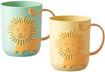 Produktbild von Ibenzoa® Zahnbürstenbecher-Set – 2er Kinderbecher aus PP-Kunststoff, ohne Bohren, mit Griff, Mundspül- & Trinkbecher für Zuhause & Reisen