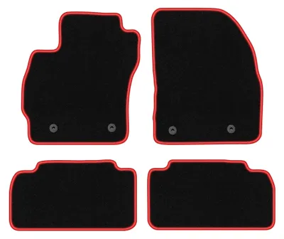 Image de Tapis de sol en moquette pour Mazda 5 II 2010- (monospace) – jeu 4 pièces, noir/rouge, sur mesure – Wielganizator CARLUX