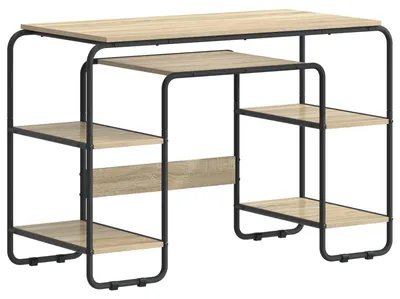 Immagine prodotto di Scrivania con spazio contenitivo in legno effetto Sonoma, dimensioni 113,5 x 52 x 75,5 cm