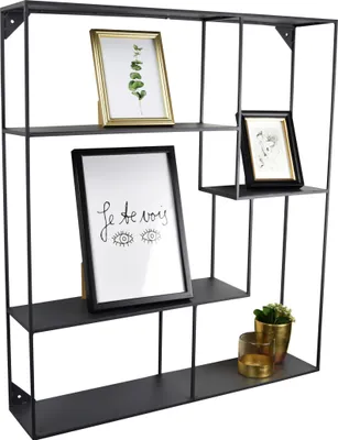 Produktbild von LOFT42 Wally Wandregal rechteckig - Metall - Schwarz - 80x70x15