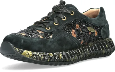 Produktbild von Laura Vita Damen Sneaker aus Leder mehrfarbig gemustert mit Plateau Burton 05, Größe:40 EU, Farbe:Schwarz