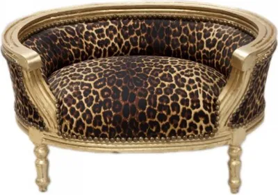 Produktbild von Casa Padrino Barock Hunde & Katzen Sofa Leopard / Gold Hundebett & Katzenbett